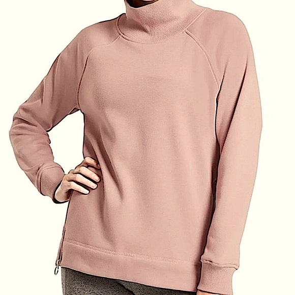 Athleta Cozy Karma Side Zip Funnel Neck in Dogwood Mauve - Picture 3 of 15